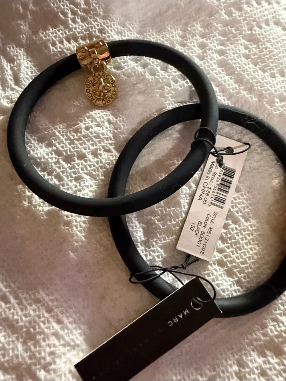Marc By Marc Jacobs Black Bangles with Gold-Tone Charms